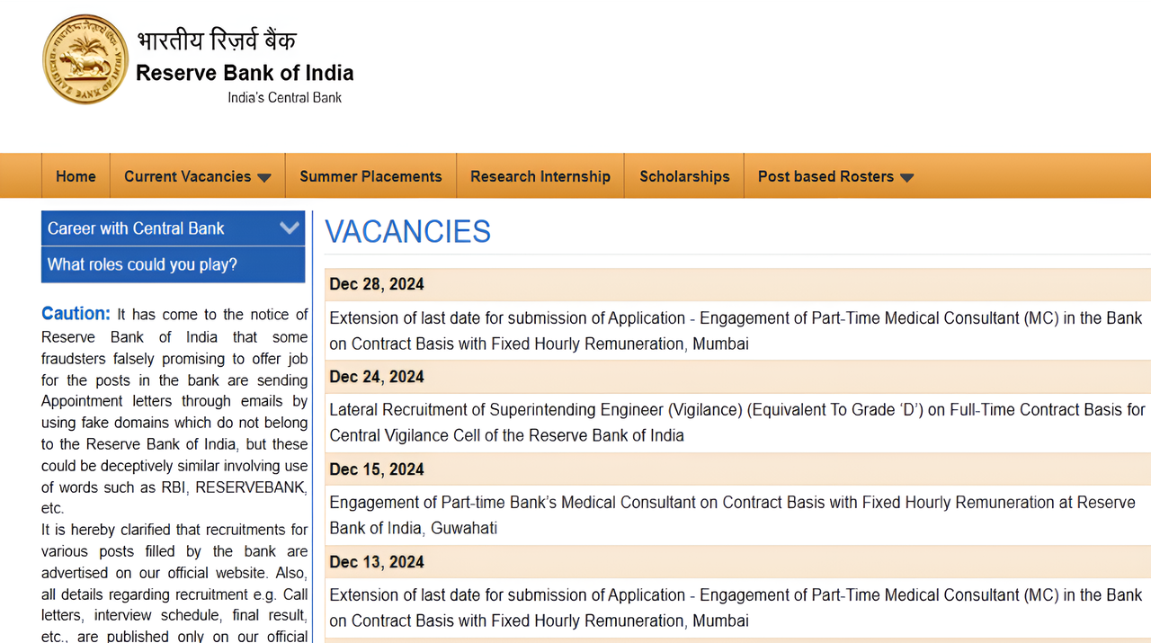 RBI Junior Engineer Vacancies 2025 Out Notification