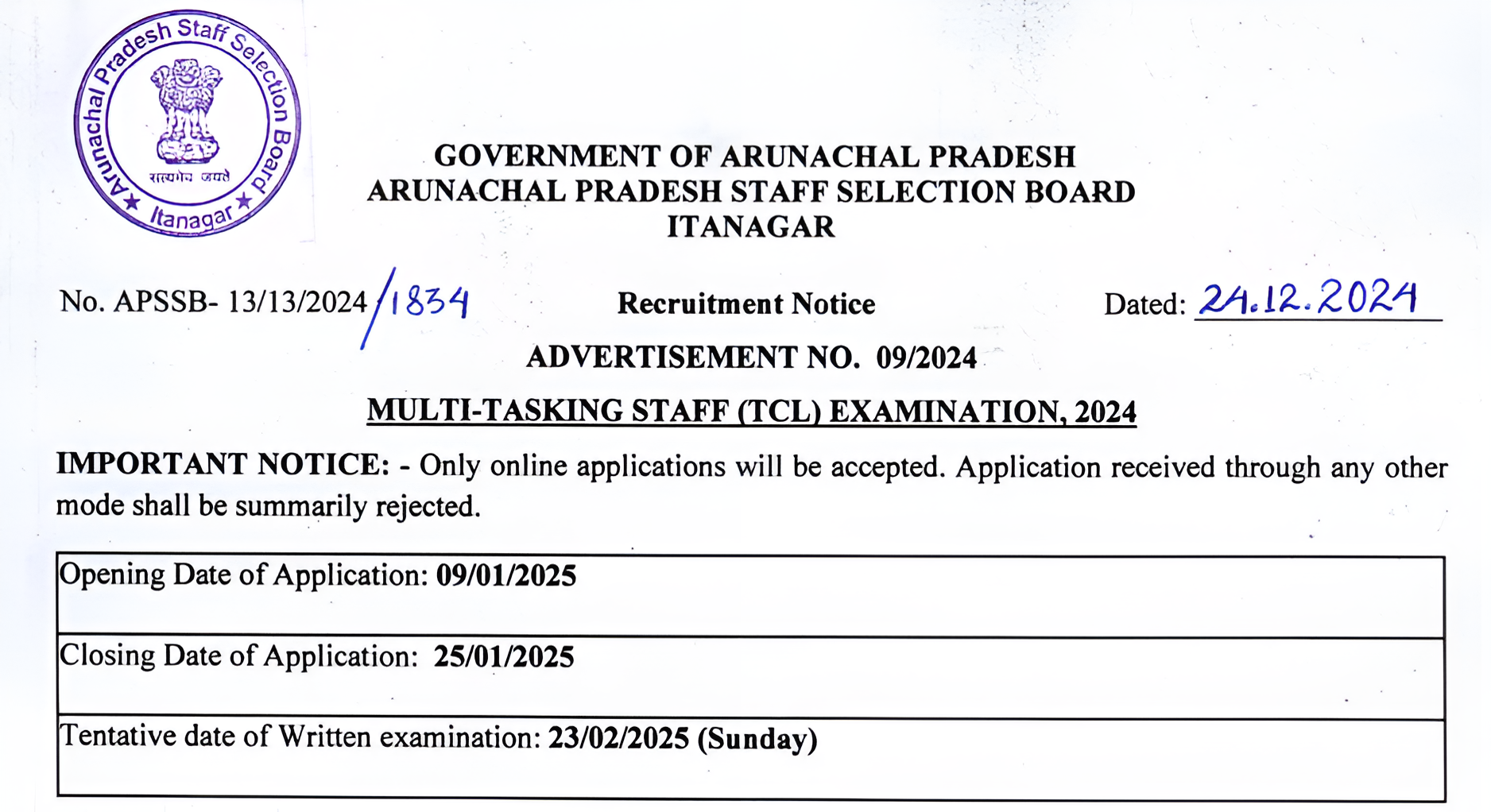 APSSB MTS 82 Vacancy 2025